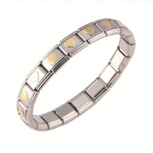 Bracelet élastique à breloques italiennes tendance pour femme, plaqué or, cœur pêche, style punk géométrique, élégant, en acier inoxydable, cadeau - Product Image 6