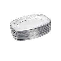 Barquette de cuisson jetable en aluminium ovale de 9 pouces (environ 23 cm) avec couvercle plat, idéale pour les plats à emporter et les tables vapeur