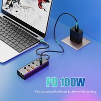 USB C Hub portabel 5 in 1 dengan sakelar On/Off Individual Splitter sangat baik permukaan buku Mac Laptop iPhone-USB 3.1 kompatibel