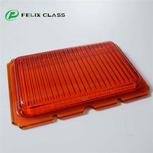 FELIX GLASS Traditional Rectangular Vertical Stripes Red/Yellow Eco-Friendly High <b>Light</b> Transmission Lampshade for Truck <b>Cover</b> - Product Image 6