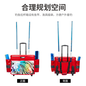 Multi-Functional Fishing <b>Tackle</b> <b>Box</b> 50x29x28cm Red Waterproof Pull-Rod Outdoor River Use - Product Image 4