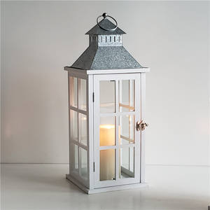 Alibaba חתונה מכר מותאם אישית עיצוב הבית עץ לבן נר פנס עם מגולוון למעלה - Product Image 6