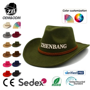 Custom Cattleman Western Outdoor <b>Fedora</b> <b>Hats</b> with Braided Cord Tassel Wide Brim Felt Cowboy <b>Hat</b> for <b>Men</b> Women - Product Image 1