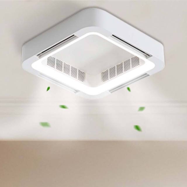 2025 Bladeless Ceiling Fan Light Flush Mount Smart APP Control Dimmable Square Led Ceiling Fan with Light and Remote