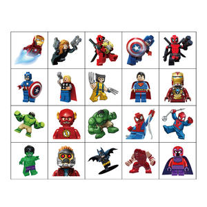 Autocollants de tatouage de super-héros <span class=keywords><strong>Lego</strong></span>, transfert d'eau, impression temporaire, anniversaire, 20 pièces/feuille - Product Image 5