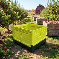Conteneur pliable robuste de grande taille, bac à palettes de qualité supérieure pour fruits, bac à palettes en plastique empilable de grande taille pour pommes
