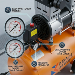KELAIDE 50L Reciprocating <b>Air</b> Compressor 1500W 2HP Portable Industrial Model AC Powered 220V 0.8Mpa Quiet Operation - Product Image 3