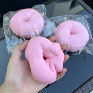 Juguetes blandos redondos de 4 pulgadas con forma de bagel, imitación de salsa, de levantamiento lento, color rosa puro, para decoración de fiestas, pegajosos, DIY, squishy - Product Image 3
