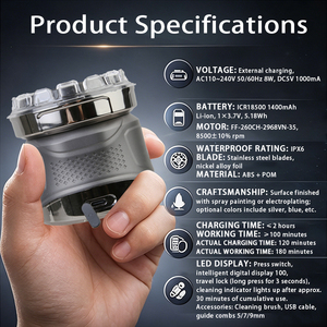 Mini <span class=keywords><strong>rasoir</strong></span> <span class=keywords><strong>électrique</strong></span> professionnel de poche personnalisé 6D flottant, étanche IPX6, rechargeable par USB avec écran LED, pour la maison, le camping-car et l'hôtel - Product Image 4