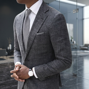 Colección Stylo: Traje de Negocios para Hombre, 100% Lana, Antiencogimiento, Forro Parcial/Total, Cuello Redondo, Cierre de un Botón, Plisado, para Adultos - Product Image 3