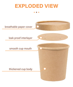 Gobelets en papier kraft jetables personnalisés de 8 oz, 12 oz, 16 oz, 26 oz, 32 oz, gobelets à salade et à <span class=keywords><strong>soupe</strong></span> avec couvercle - Product Image 5