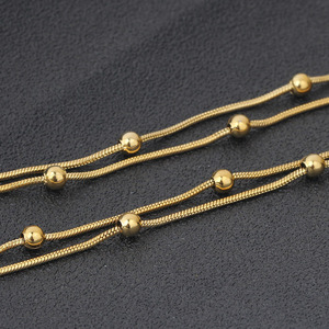Collar de Cadena de Serpiente Redonda de Oro de 18K con Cuentas de 4MM, 45cm, 50cm, 55cm, 60cm, Joyería de Moda para Uso Diario - Product Image 4