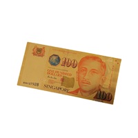 Carte de collection souvenir en plastique personnalisable en gros, avec feuille d'or 24K, représentant des billets de banque Euro 1, 2, 5, 10, 20, 100 et des billets de banque de Singapour
