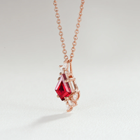Collier pendentif en argent sterling 925, design unique, forme cerf-volant, rubis de laboratoire, vente en gros