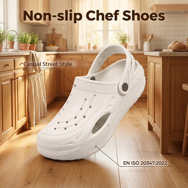 CHUDUN Odor-Resistant NonSlip Chef Shoes Waterproof Breathable Oil-Proof EVA Kitchen Clogs Slippers Factory Direct