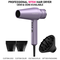 Sèche-cheveux professionnel FirePhoenix M2 OEM 1875W, moteur sans balais, ionique anti-frisottis, 12 modes, diffuseur, léger 430g, 125V