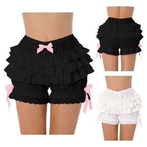 Womens Lace Trim Layered Ruffle Bloomers Bowknot <strong>Frilly</strong> Panties Bloomers Lolita <strong>Shorts</strong> - Product Image 2