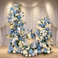 Composition florale artificielle personnalisée en soie bleue, Hortensia, Delphinium, Rose bleue et Orchidée, pour arche, durable, pour mariage