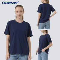T-shirt pour femme Kuenzi, personnalisé avec logo, col rond, manches courtes, 100% coton, 270GSM, coupe ample, épaules tombantes