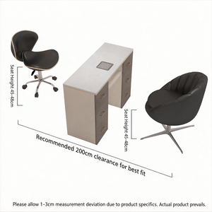 Juego de Mesa y Silla de Manicura de Lujo Estilo Crema con Superficie de Mármol, Colector de Polvo Integrado y Tomacorriente - Product Image 4