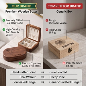 Retro Handcrafted Wooden Jewelry <b>Box</b> Velvet Lining Custom Logo Wood <b>Jewellery</b> Packaging <b>Box</b> for <b>Ring</b> Pendant Bracelet Wholesale - Product Image 2