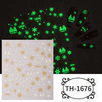 Nouveaux autocollants pour ongles de Noël 2026, autocollants 3D flocons de neige phosphorescents, autocollants ultra-fins sans couture Père Noël rouge, vente en gros