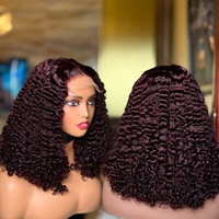 Perruque frontale HD en dentelle, cheveux humains, sans colle, bouclés birmans, cuticules alignées, pour femmes noires