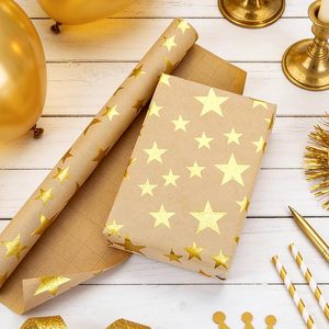 17in Kraft <b>paper</b> with golden star <b>pattern</b> for gift wrapping Customizable size and <b>pattern</b> logo available - Product Image 1
