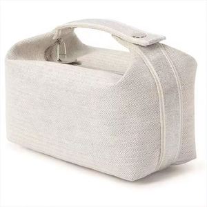 Sac de maquillage en toile de coton naturel personnalisé, sac de cosmétiques en chanvre et en jute, sac de voyage réutilisable et durable pour femmes, vente en gros - Product Image 3