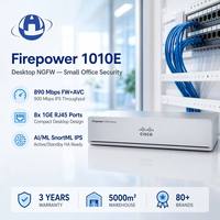 Firepower 1010E FPR1010E-NGFW-K9 FPR1010E-ASA-K9, Rack 1U, 890Mbps, NGFW IPS, 8x1GbE, 2 Puertos PoE+, Firewall SD-WAN para Oficinas Pequeñas y Filiales