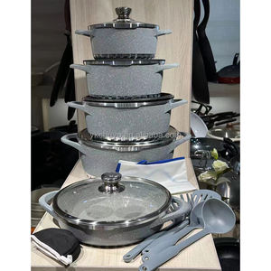 Nouvel Ensemble de 17 Pièces Ustensiles de Cuisine Antiadhésifs en Granit, Grande Batterie de Cuisine en Aluminium Moulé Sous Pression - Product Image 3