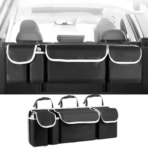 Vente flash Organisateur de siège de voiture multifonctionnel personnalisé en noir pliable Boîte de rangement suspendue en tissu Oxford imperméable et durable - Product Image 3