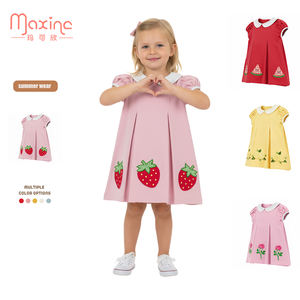 Abito Primaverile per <span class=keywords><strong>Bambina</strong></span> con Colletto Rovesciato Stile Occidentale con Applicazione di Rosa Carina Personalizzato dalla Fabbrica - Product Image 3