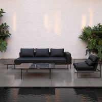 Ensemble de canapés de salon d'extérieur en acier inoxydable, mobilier de jardin toutes saisons pour projets d'hôtels, de terrasses, de complexes hôteliers et de patios