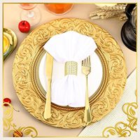 Assiettes de présentation classiques légères à décor gaufré 13 pouces, en plastique doré, pour décorations de table de mariage