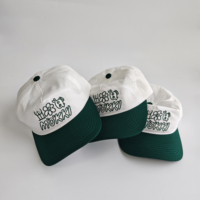Topi Kasual Unisex Streetwear Grosir Putih Hijau Dua Warna Ripstop Baseball Cap Bordir Bunga Kartun MOKKI 5 Panel Dad Hat
