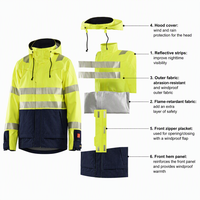 Veste de travail ignifuge de haute qualité, vêtements de travail haute visibilité avec capuche, coupe-vent, vestes de travail robustes pour hommes