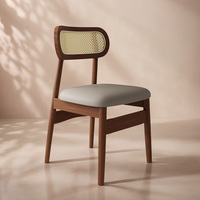 Chaise de Salle à Manger en Bois Massif et Rotin Tressé avec Pieds en Fer au Design Moderne, Garantie 1 An pour Cuisine Domestique, Style Nordique
