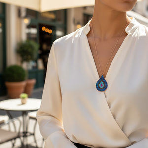 Pendentif en argent Sterling 925 fait à la main, pierre mixte, goutte d'eau, bijoux élégants et à la mode, vente en gros - Product Image 3