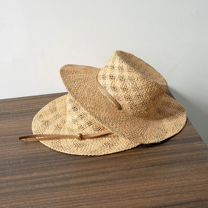 Thời trang phụ nữ handmade Raffia rơm ngoài trời Fedora mềm rộng Vành Panama Trilby mềm Mũ bãi biển UPF 50 + UV bảo vệ Sun hat - Product Image 6