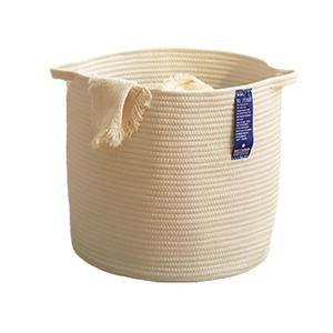 Cesta de Almacenamiento Redonda de Algodón Tejido, 100% Algodón Ecológico, Plegable, Organizador de Juguetes y Ropa, Gran Capacidad, Cesta de Escritorio - Product Image 3