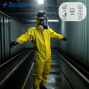 <span class=keywords><strong>Combinaison</strong></span> <span class=keywords><strong>de</strong></span> protection jaune en PE Type-6 avec <span class=keywords><strong>double</strong></span> fermeture éclair, en tissu sergé et poignets renforcés pour la sécurité au <span class=keywords><strong>travail</strong></span> - Product Image 3