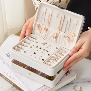 Multifunctional Jewelry Box 3 Layers Rectangle Portable Dustproof Moisture Proof <b>Storage</b> For Necklace <b>Ring</b> Earring Organizer - Product Image 2
