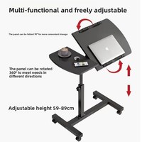 Table de chevet pliable et portable, réglable en hauteur, avec levage manuel, en acier et MDF, multi-usages pour la maison