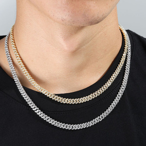 Collane a catena cubana con diamanti Moissanite VVS Iced Out a due file, da 6mm-15mm, in <span class=keywords><strong>argento</strong></span> <span class=keywords><strong>925</strong></span>, testate al diamante, stile Hip Hop - Le più vendute - Product Image 4
