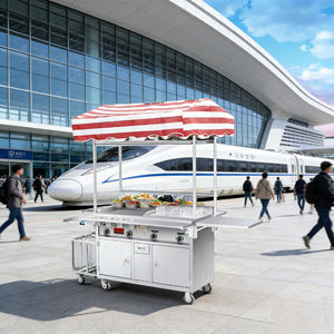 รถเข็นขายอาหารเคลื่อนที่สแตนเลสแบบพับได้ ป้องกันสนิม 4 ล้อ พร้อมเตาอุ่นในตัว รับประกัน 2 ปี ใช้ได้กับไฟหลายแรงดันสำหรับภายนอกอาคาร 4 - Product Image 6