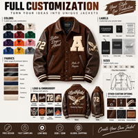 Veste universitaire personnalisée en chenille brodée, col rabattu, corps en laine, manches en cuir PU, motif aigle vintage, veste de style Letterman