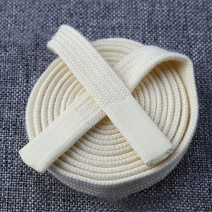 Đầy màu sắc 100% <span class=keywords><strong>Polyester</strong></span> phẳng drawcord Sash dây với lời khuyên cao su bện dây 12mm đường kính 135-140cm chiều dài cho hàng may mặc - Product Image 1