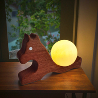 Nouveau Design Nordique En Bois Décoratif Veilleuse De Chevet Lune Globe Lumière Avec Support En Bois Massif Chambre Premium Sont Décor