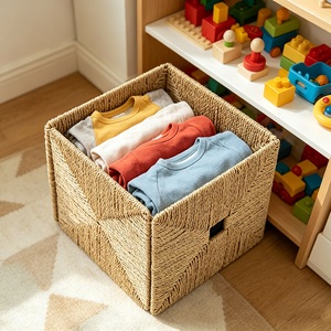 Panier carré tressé en jonc de mer fait main, écologique, multi-usages, tailles personnalisées, prix usine pour articles ménagers - Product Image 2